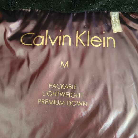 CALVIN KLEIN Double Zip Hooded Premium Down Packable Puffer Coat Women's sz M - Picture 9 of 16